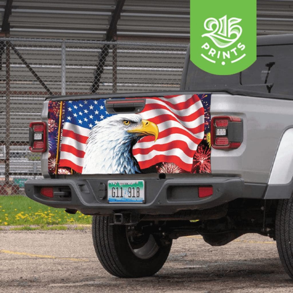 custom american flag tailgate decal