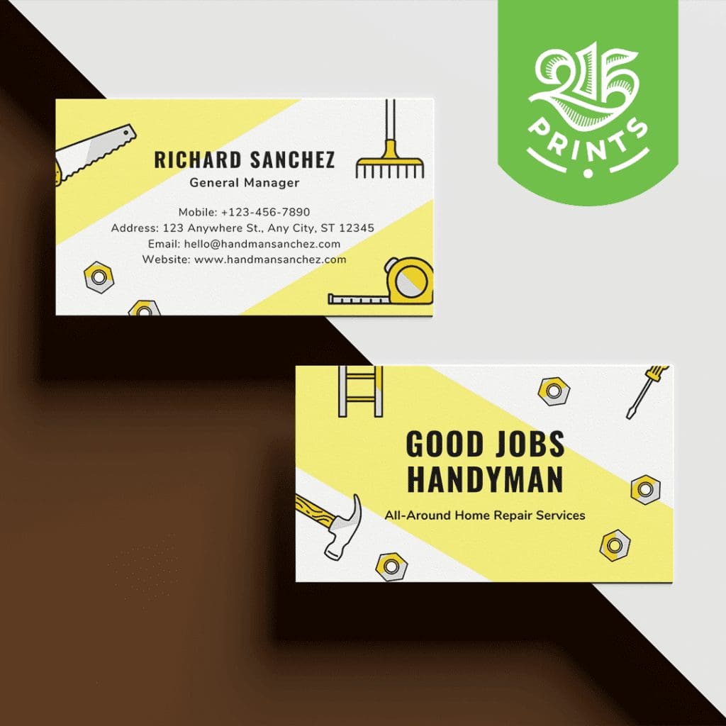 16pt Carpentry business cards